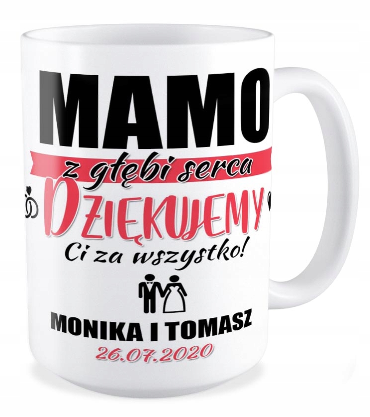 

Duży Kubek prezent podziękowania dla Rodziców Ślub