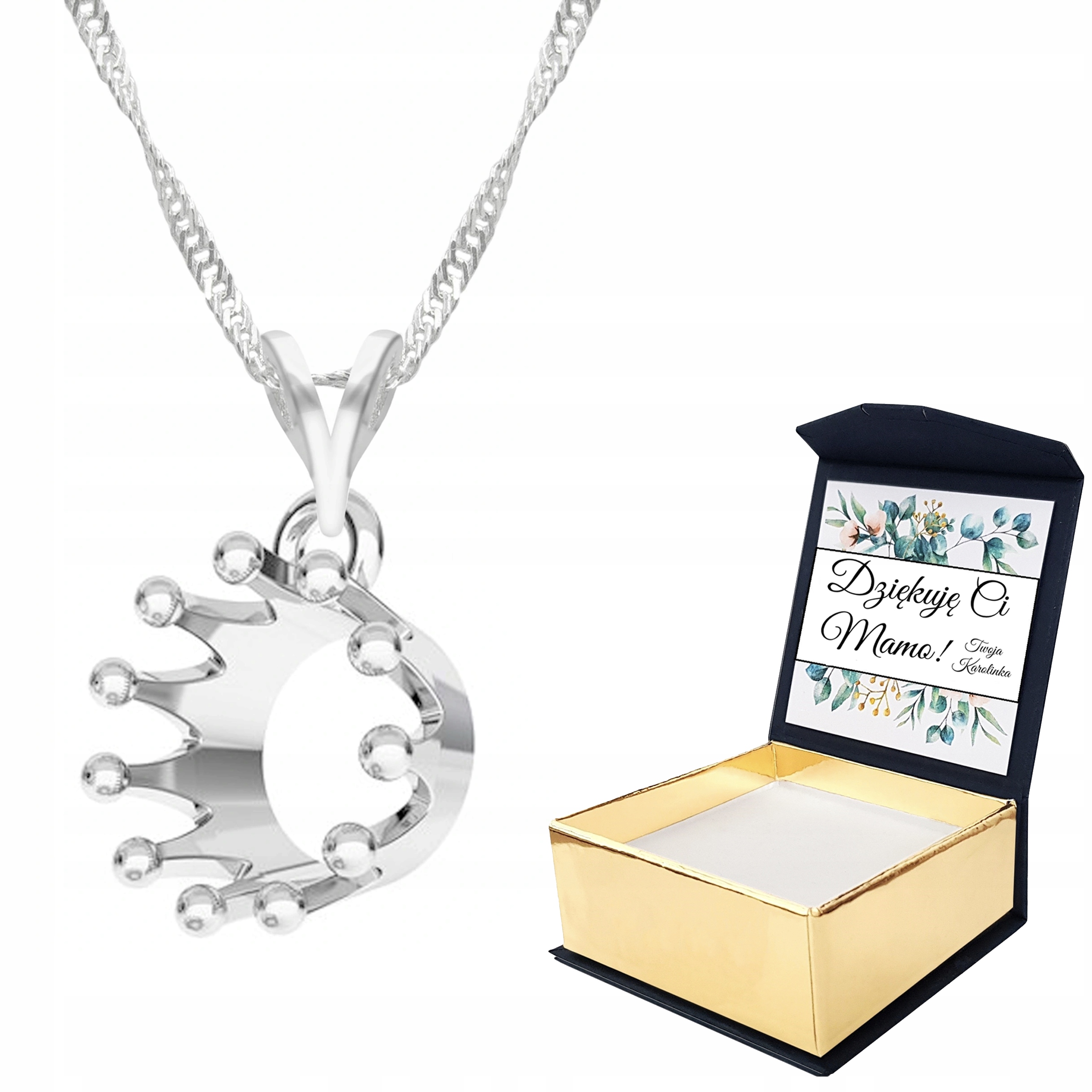 Stříbrný náhrdelník 925 Korunka Crown Vlastní Potisk