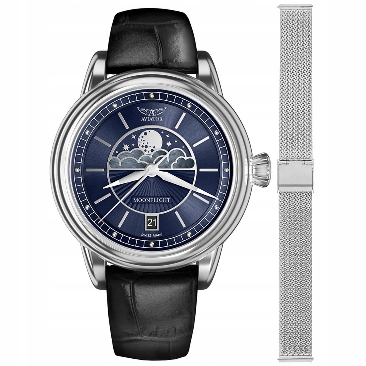 Dámské hodinky Aviator V.1.33.0.255.4.BM-SET stříbrné