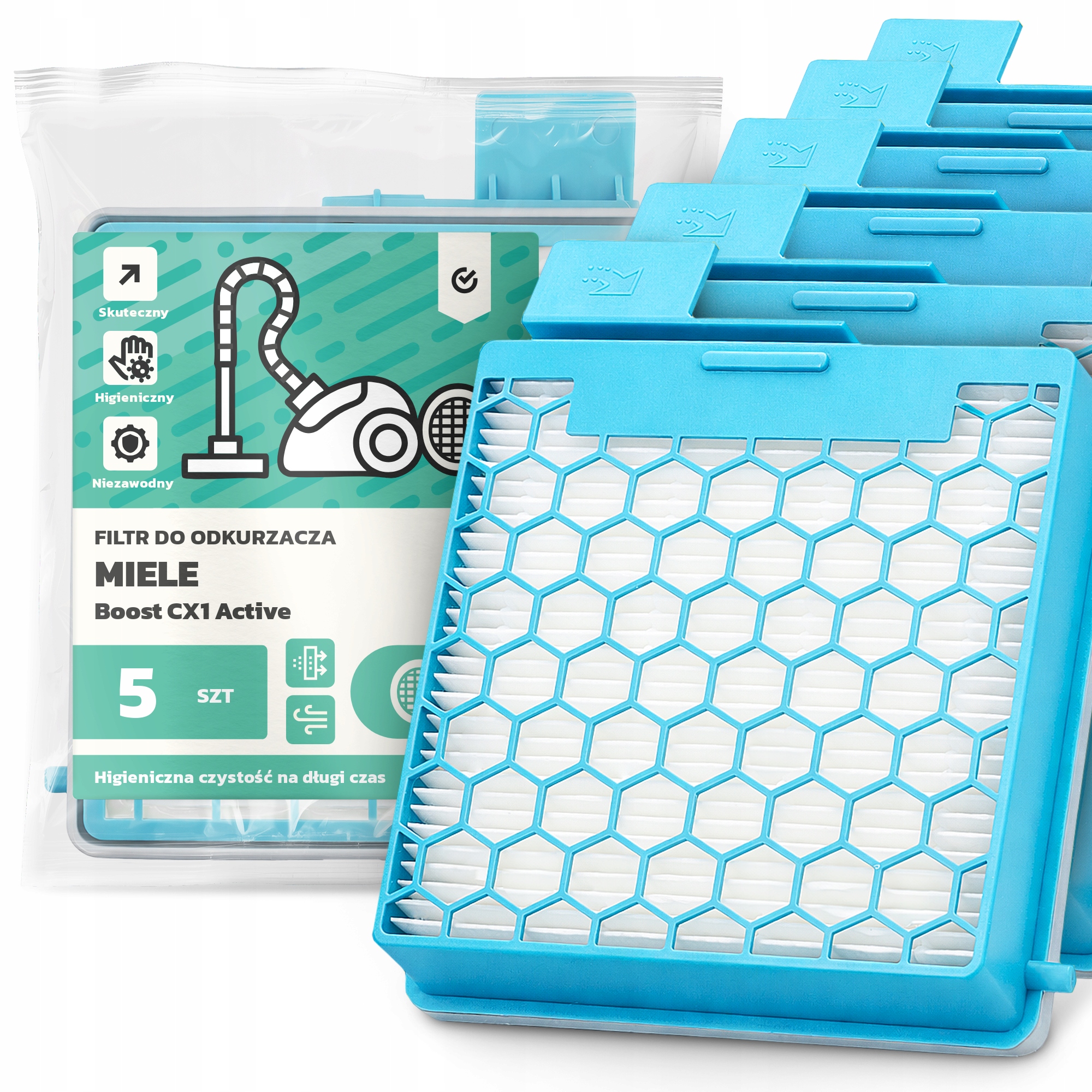 5 x Vzduchový Filtr pro vysavač Miele Boost CX1 Active Hepa Em-w