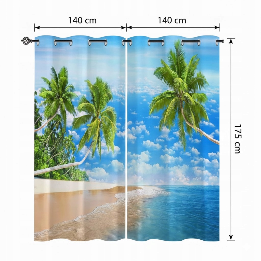 Zasłona zaciemniająca plaża palmy 280x175cm blackout termiczna na przelotki