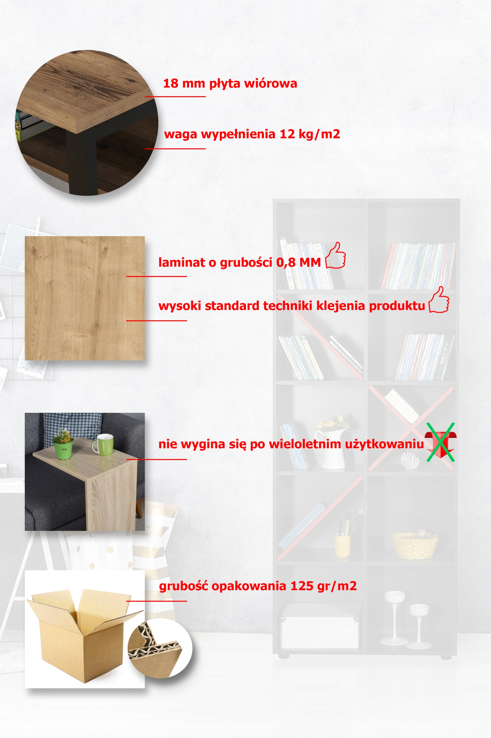 Biurko komputerowe LOFT Style półki biuro białe Szerokość mebla 120 cm