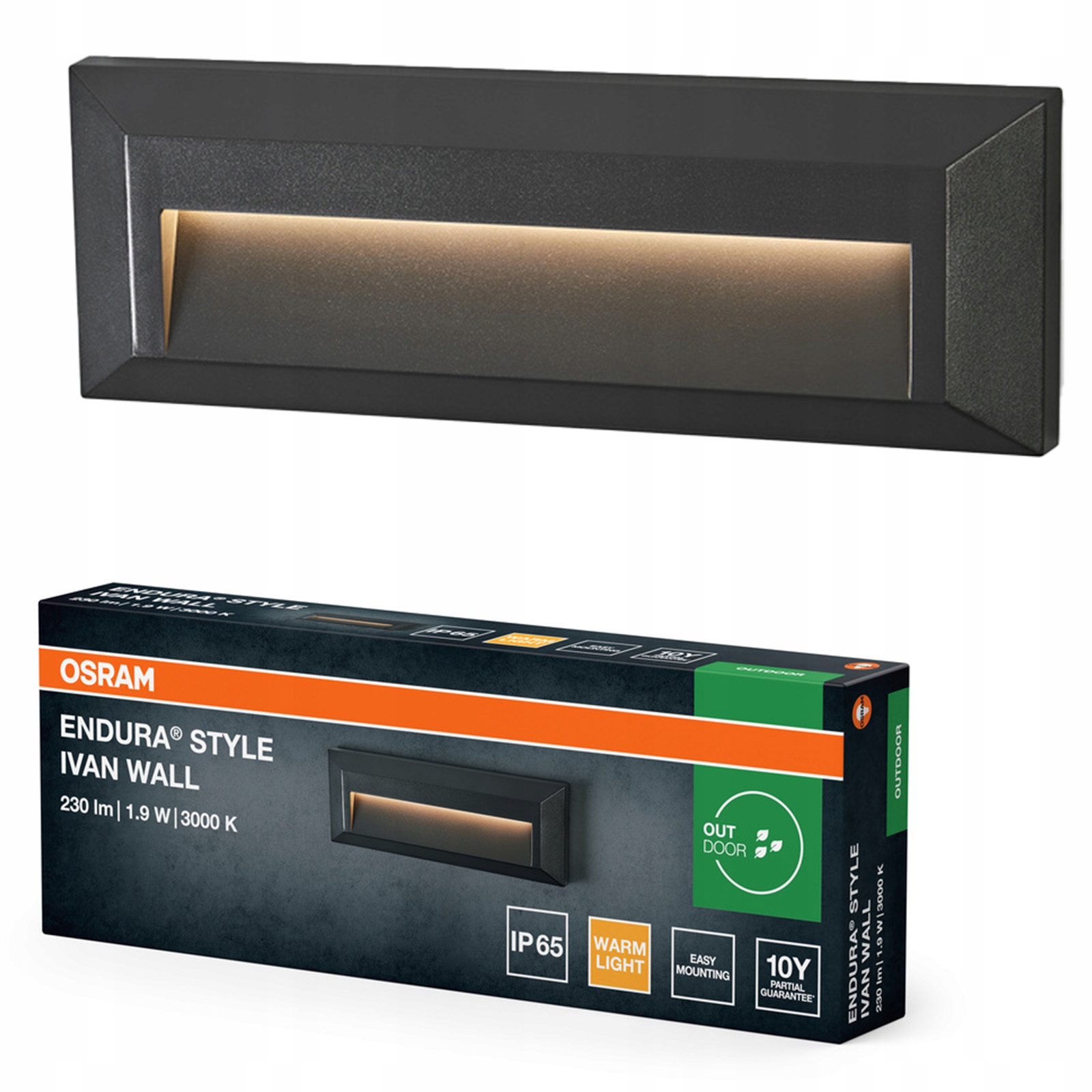 Zahradní nástěnné svítidlo Led venkovní lampa 1.9W 85lm 3000K Šedá IP65 Endura