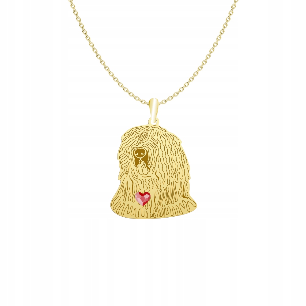 Zlatý náhrdelník s psem plemene Komondor 925 Řetízek Dárek Gravírování Bonus