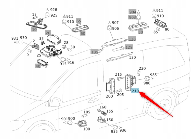 STYCZNIK DRZWI VITO VIANO MERCEDES DRZWI ELEKTRYCZ Part number A6398200554