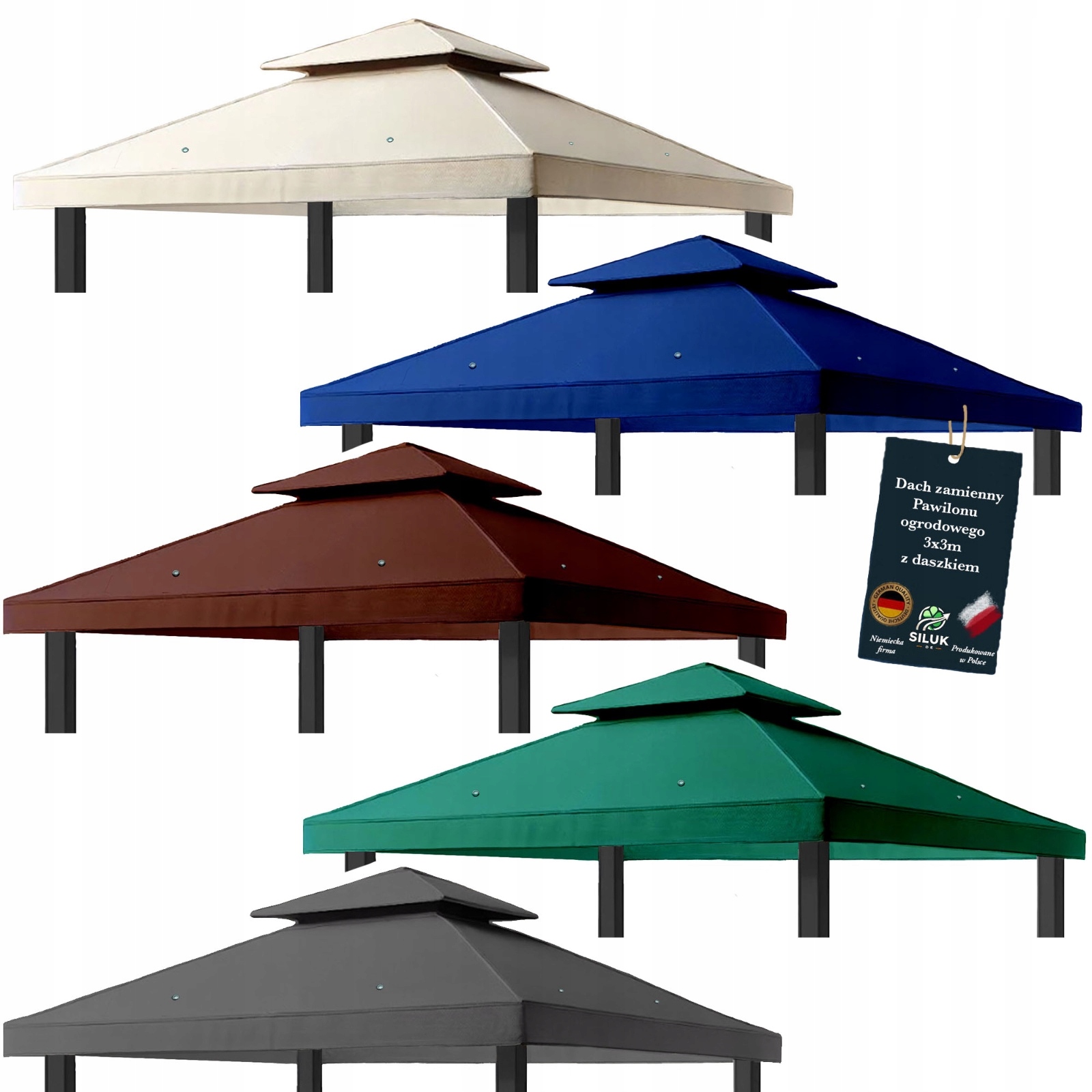 Poszycie Dach Pawilon Namiot Ogrodowy 3x3 Pvc Beż