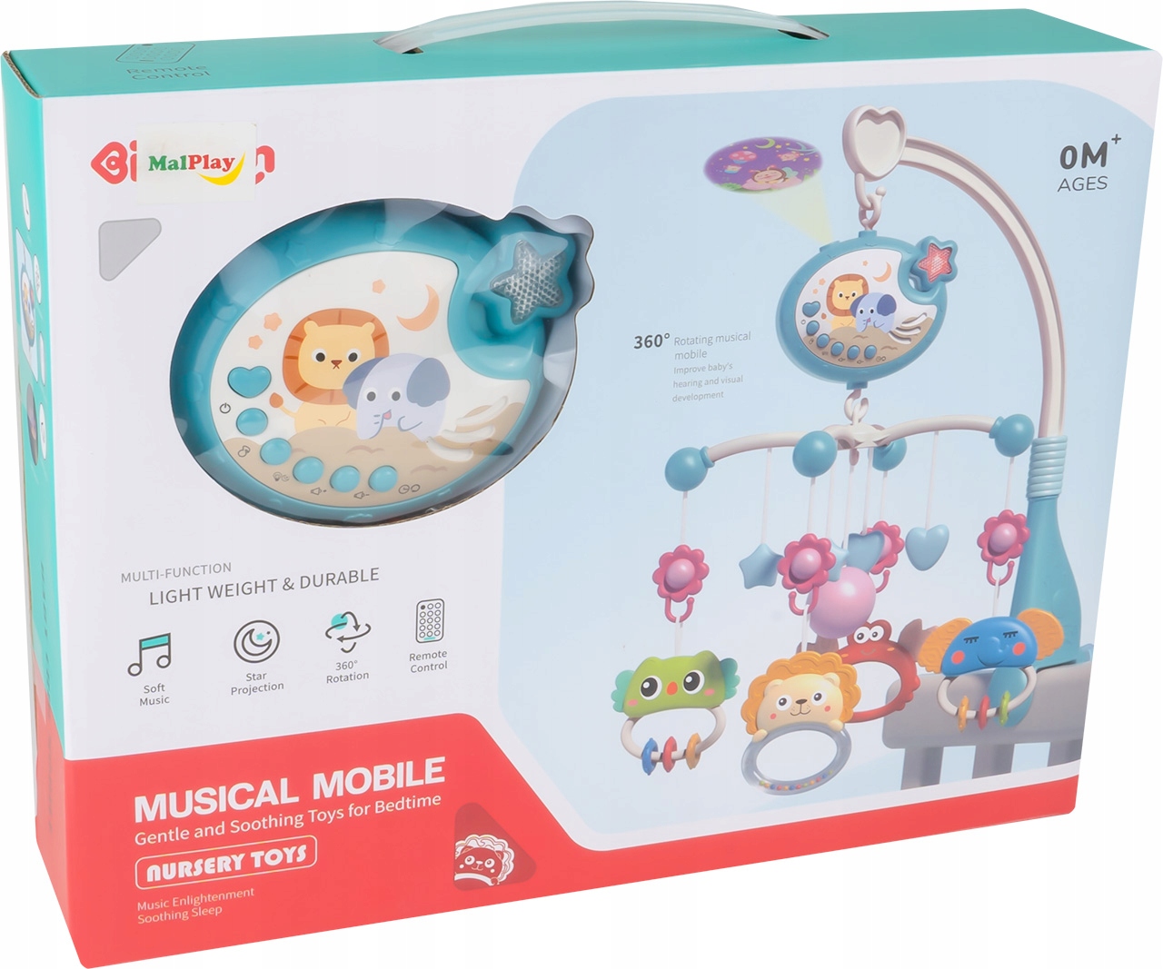 POSTÝLKA KOLOTOČ MUSIC BOX PROJEKTOR DÁLKOVÉ OVLÁDÁNÍ Hloubka výrobku 25 cm