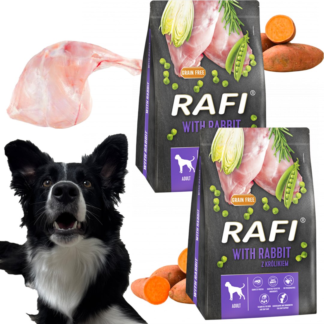 Levně Suché Krmivo pro psa Rafi Adult s králíkem 3 kg 2 ks
