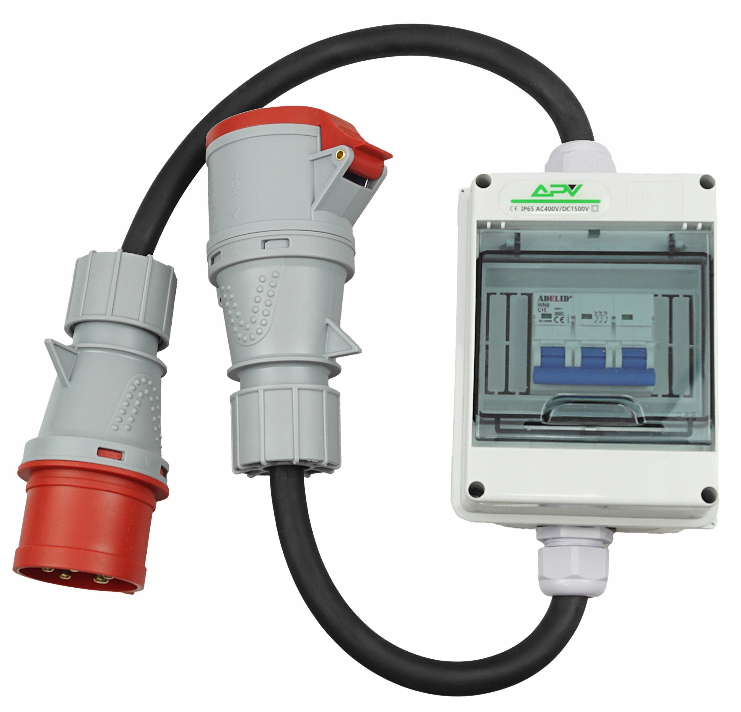 Adapter Siłowy Przejściówka Wtyk 32A 5P Gniazdo 16A 5P Cee Bezpiecznik C16A