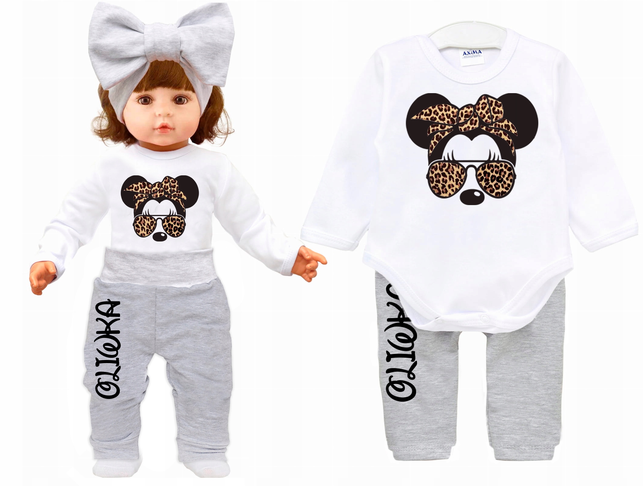 KOMPLET BODY SPODNIE Myszka Minnie IMIĘ r. 86