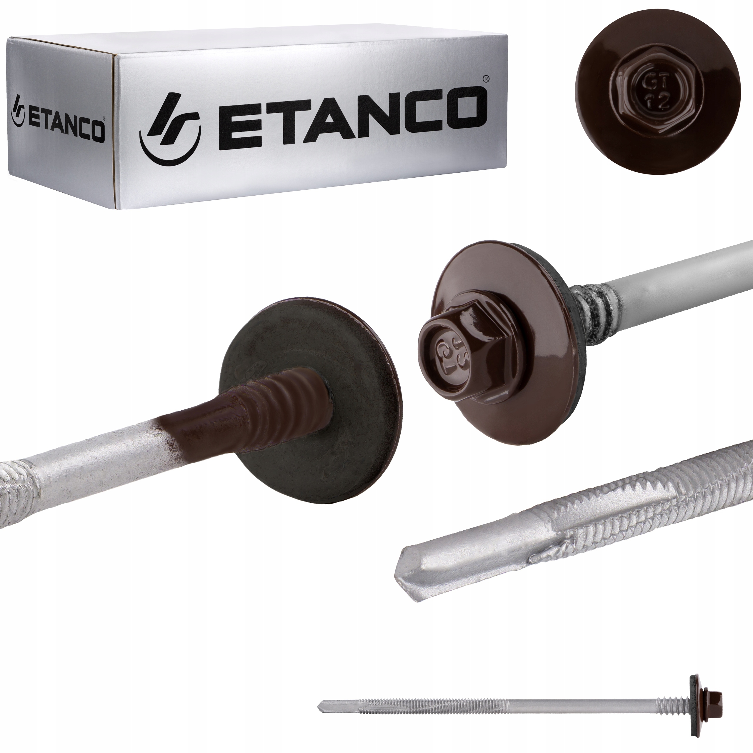 Wkręty do płyty warstwowej 130 mm Ral 8017 100 szt. do metalu Etanco GTR12