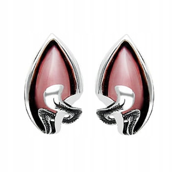 Efektní Stříbrné Klipy Kočičí Oko Růžové K448