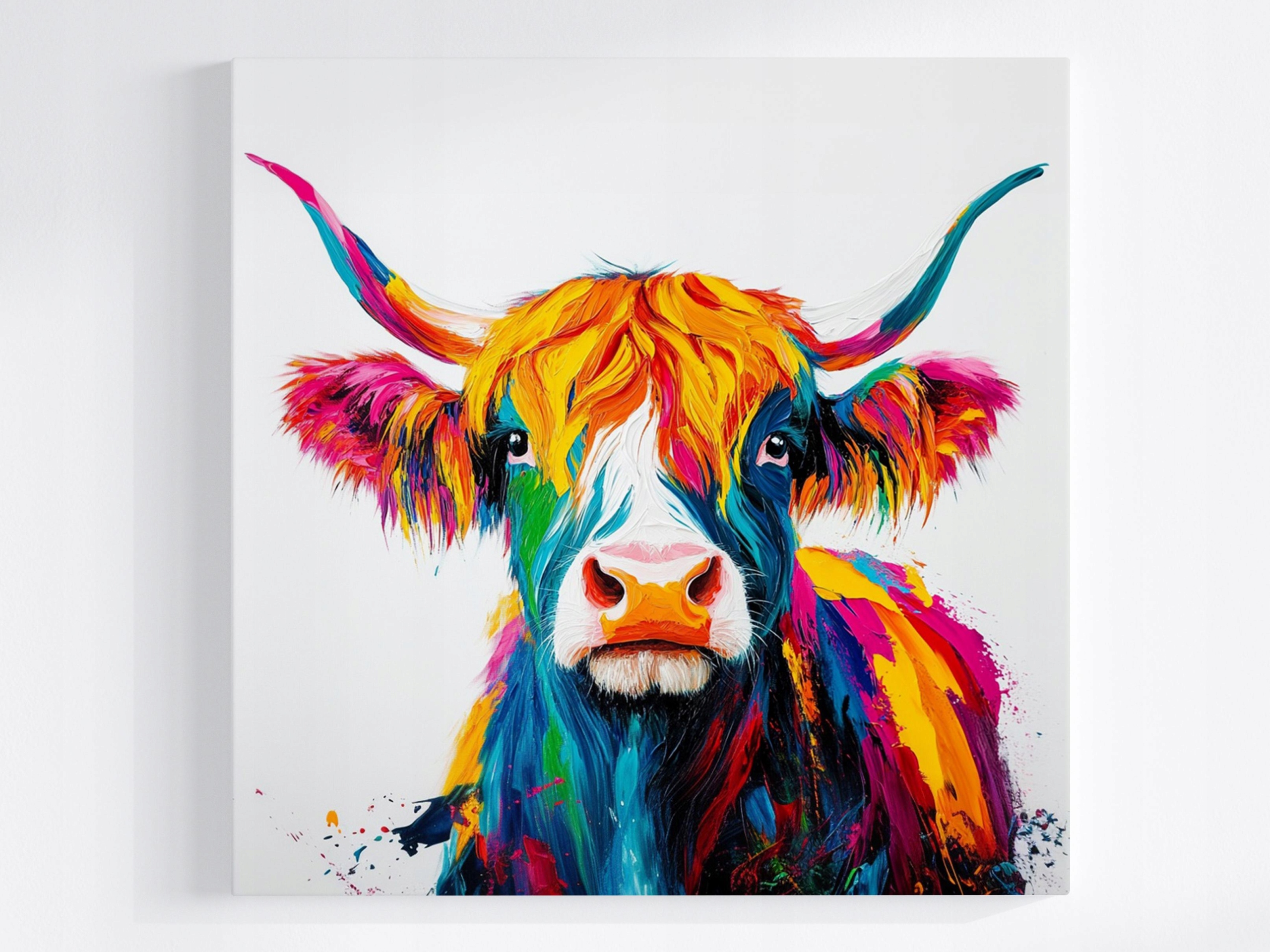 Obraz Na Plátně Canvas Grafika Kráva Highland Skotsko Pop Art Boho 80x80