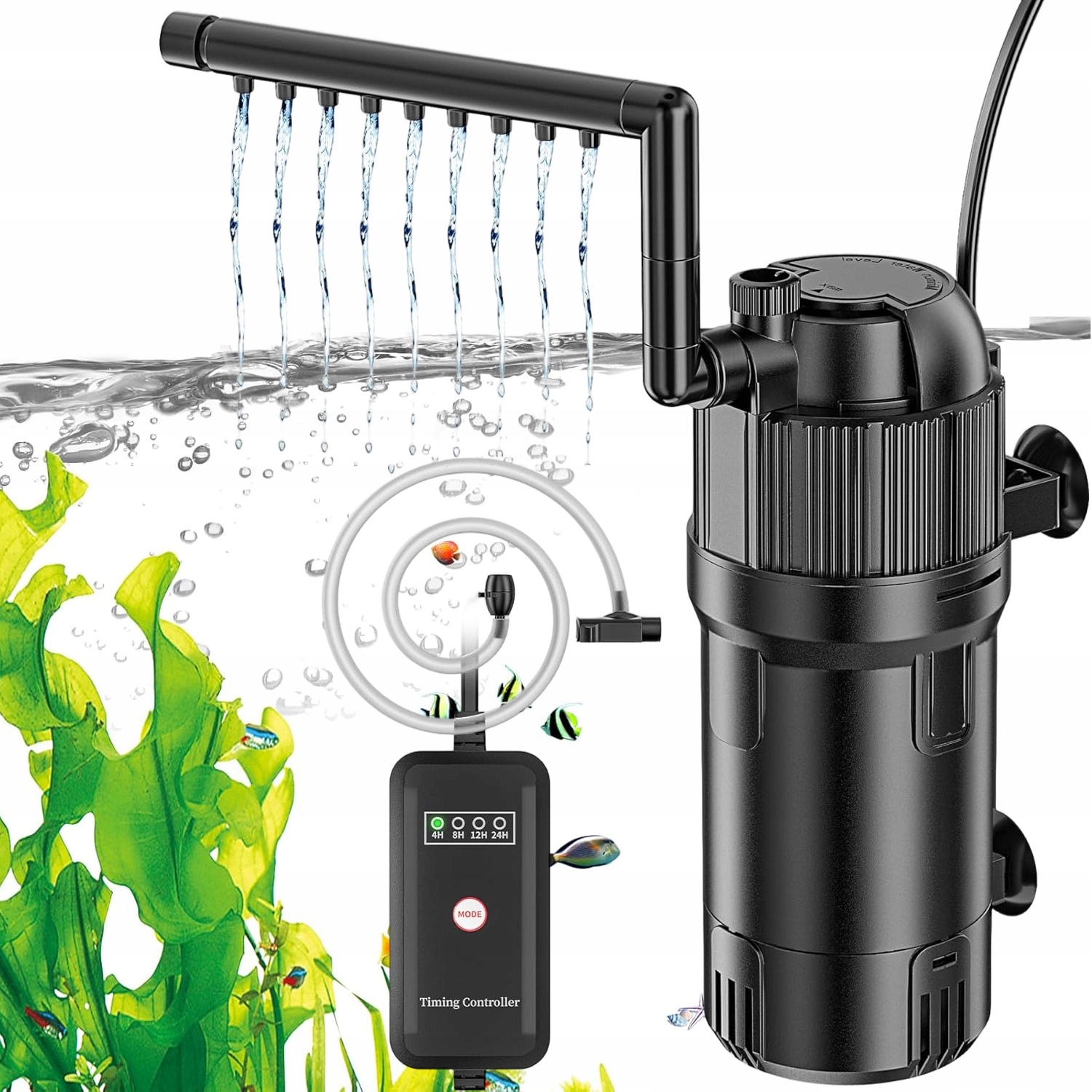 Levně Vnitřní Akvarijní Filtr Uv 5V1 400 L, Provzdušňovací Čerpadlo, Sterilizace