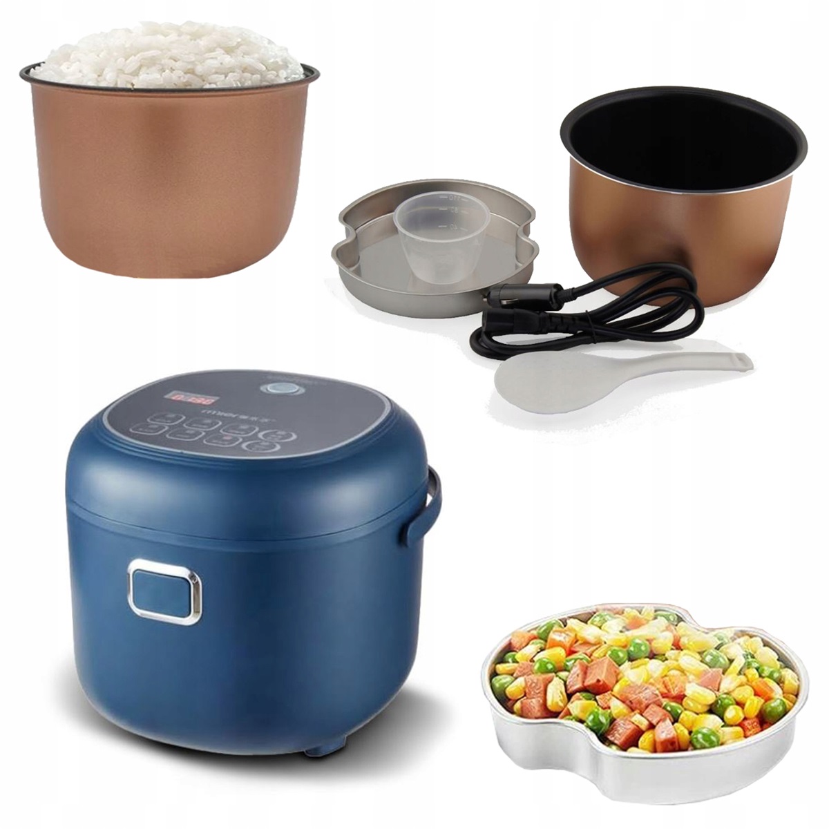 Automobilový Ryžovar 2L Multicooker turistický 12V 24V Tir bus LCD časovač