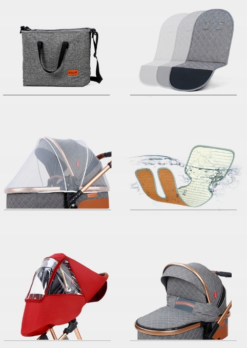 wozek 3 w 1 dla dziecka niemowląt chłopca dziewczynki luksusowy spacerowy Stelaż Aluminiowy