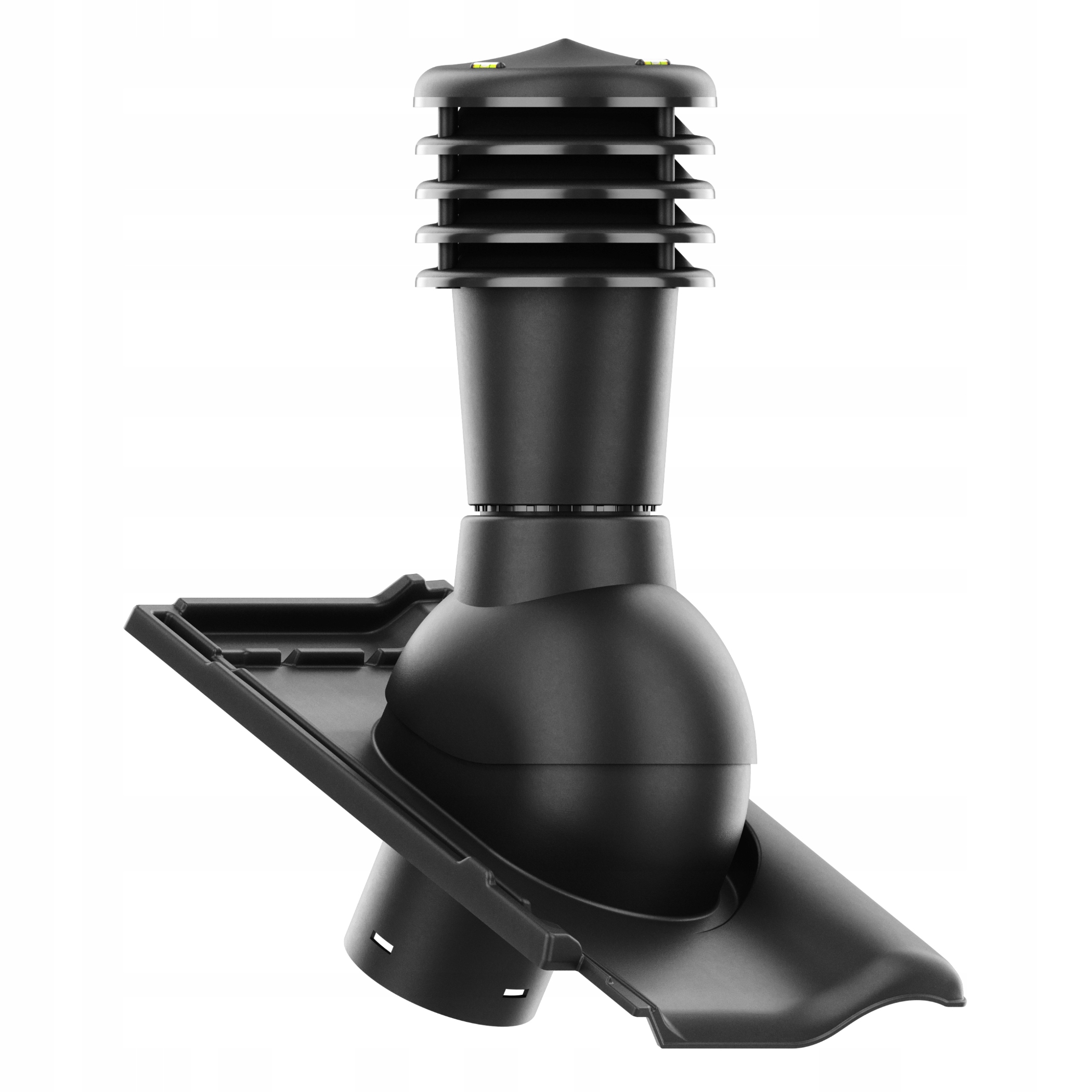 Chytrý Větrací komín , fi125, taška Braas Rubín 9V Black