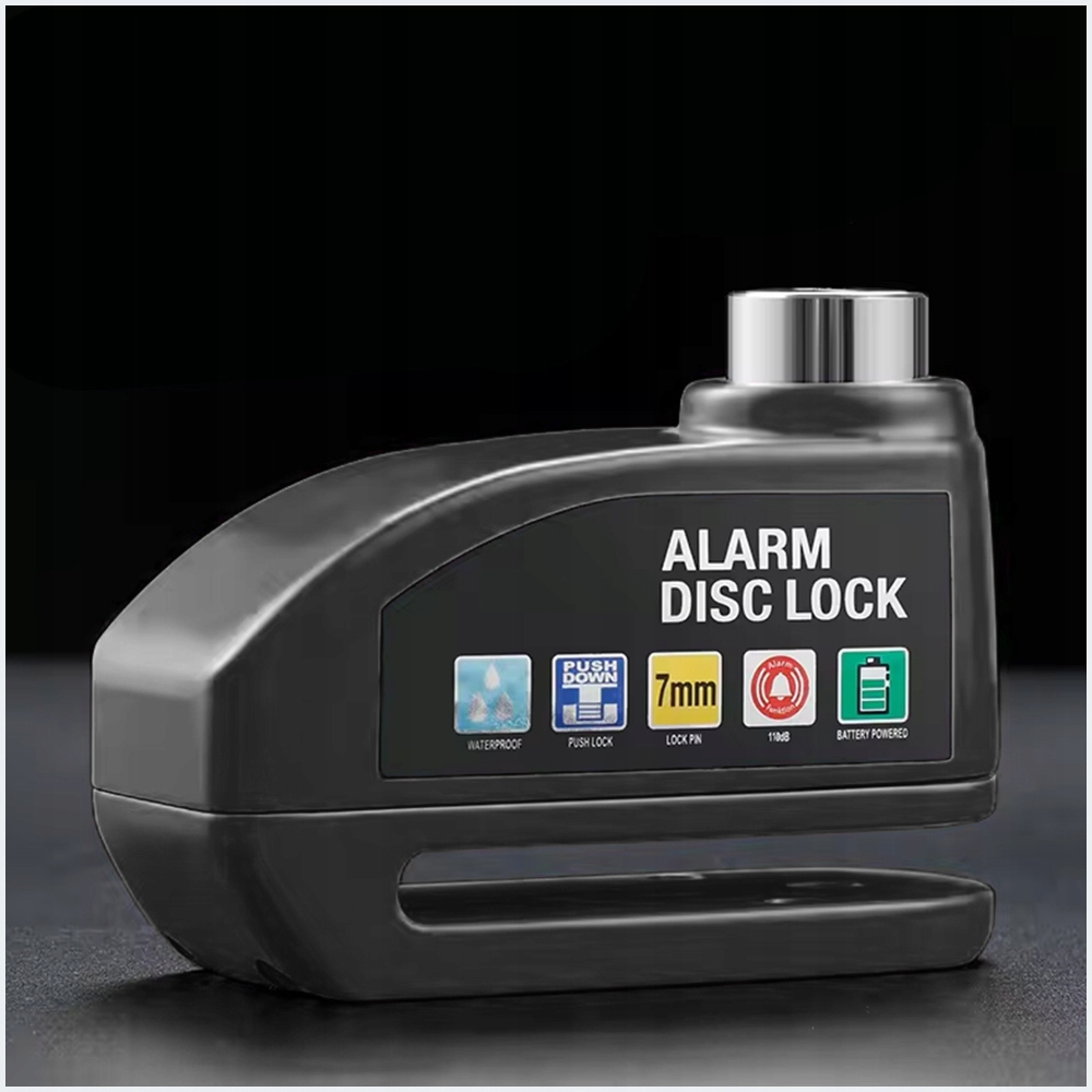 BLOKADA ROWEROWA ALARM ZAPIĘCIE NA TARCZĘ HAMULCOWĄ ROWER KOŁO ZĘBATE 110dB Model ALARM rowerowy na tarczę