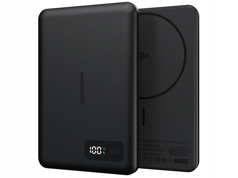 Powerbank Spacecase MagDisplay Qi2 SCPBMD-S1-BK 5000 mAh 20W Czarny