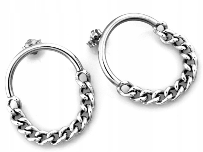 Stříbrné náušnice 925 s řetězovými články, moderní vzor šroubu