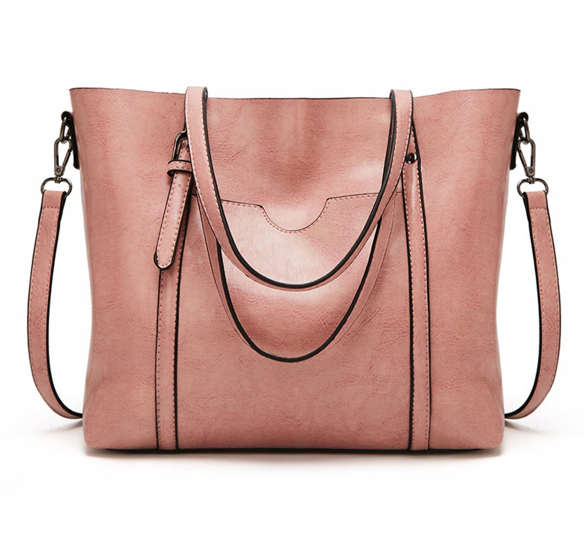 TOREBKA DAMSKA CZARNA DUŻA MIEJSKA TORBA NA RAMIE MODNA SKÓRZANA EKOSKÓRA Materiał dominujący skóra ekologiczna