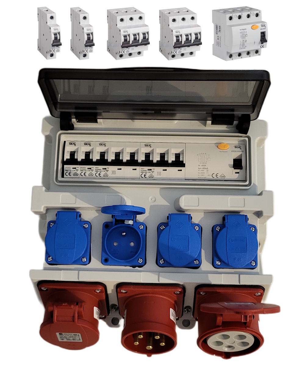 Stavebný rozvádzač s konektorom 32A prenosný Rbs N1632WRW 4x230V 16A 32A