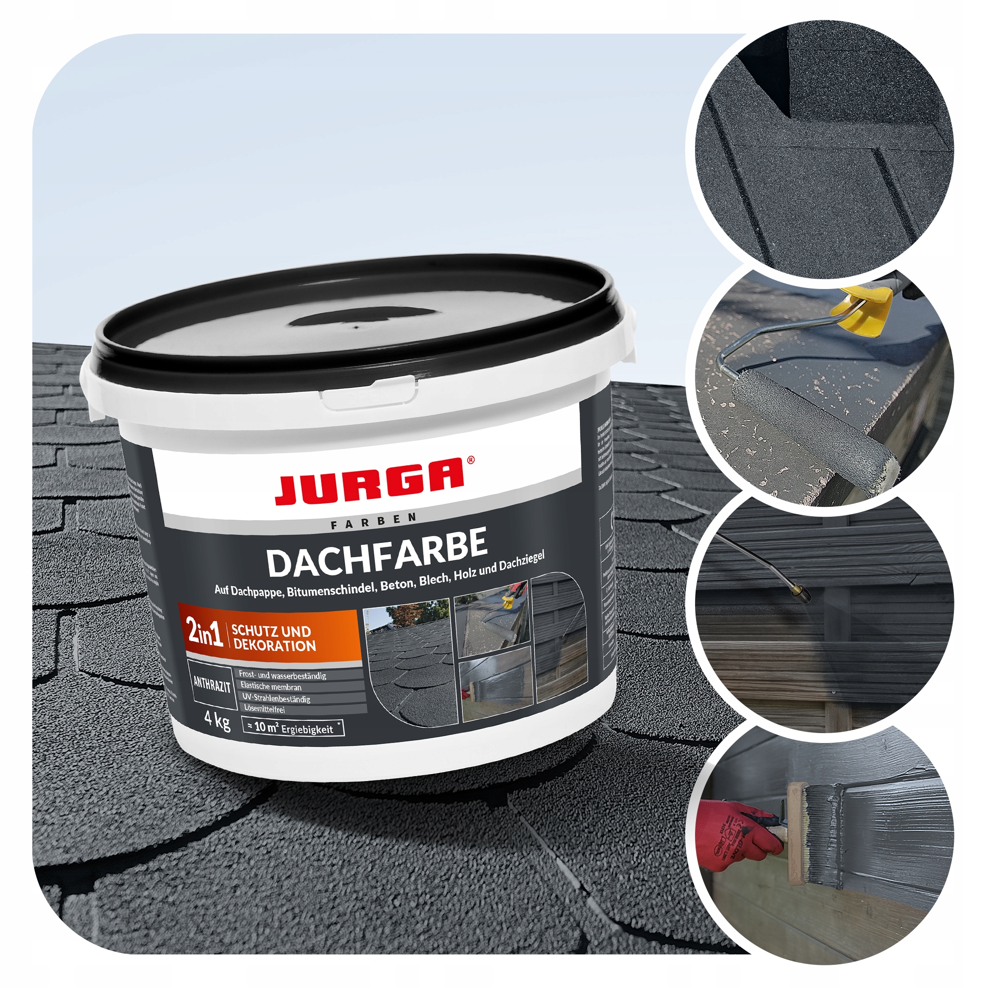 Dachfarbe farba na Dach Uszczelniacz dekarski antracyt Wodoodporna 4kg