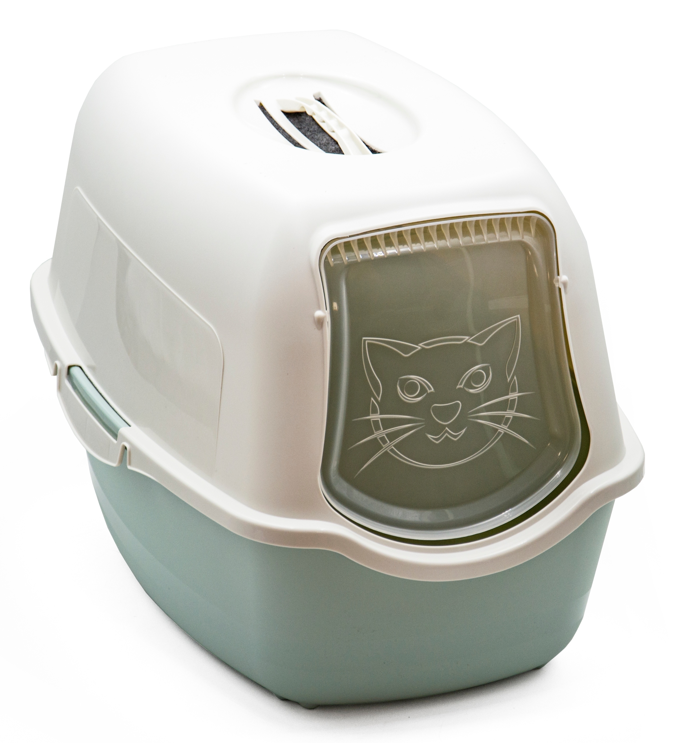 Levně Toaleta pro kočky s pohlcovačem uzavřená 40x56x39 Cm Béžovo-zelená Rb