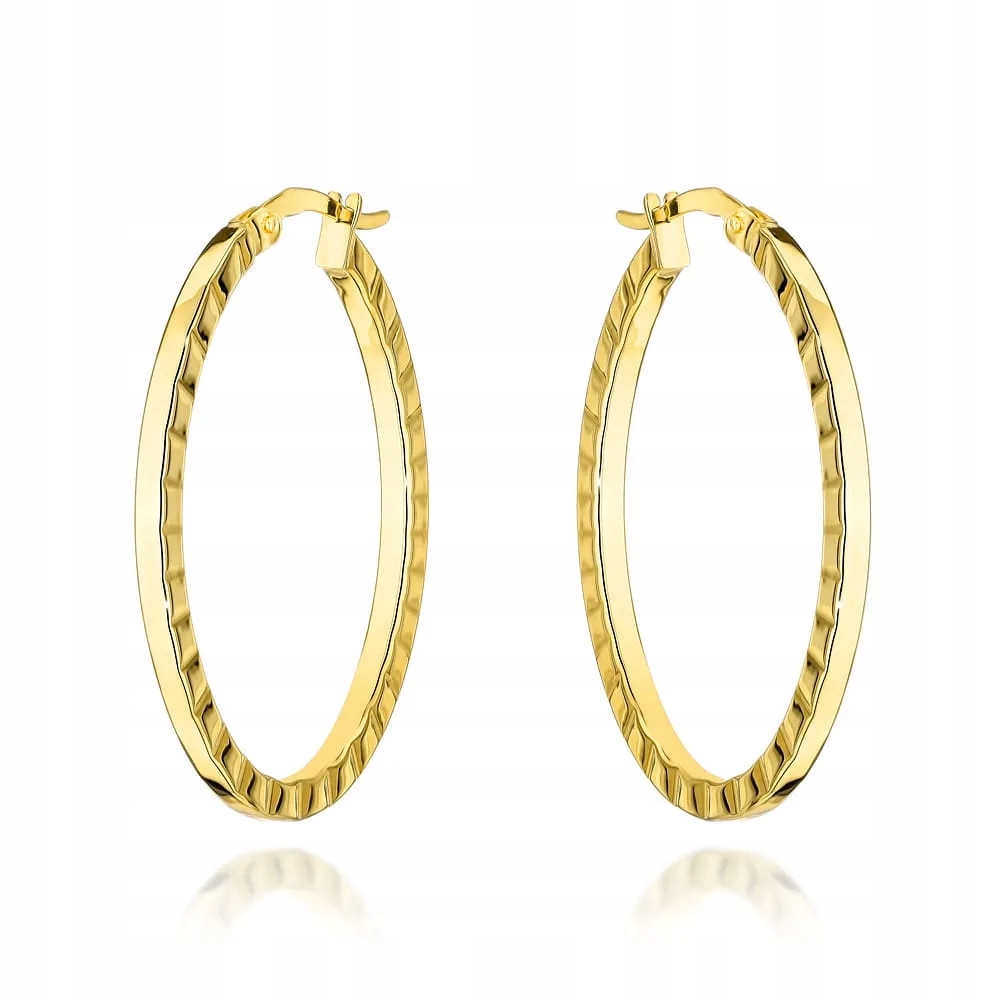 Zlato 585 náušnice zdobené oválnou dekorací