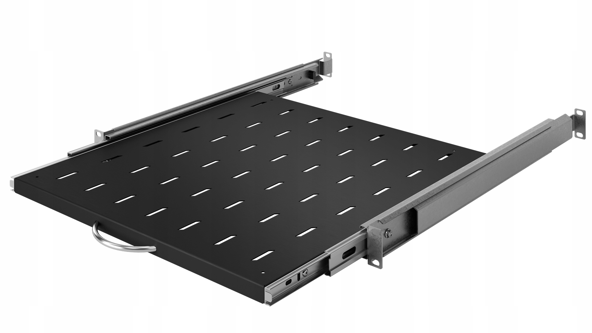 Półka Rack 19” 1U 450 mm Półka Wysuwana do Szafy Rack Czarna Stalflex