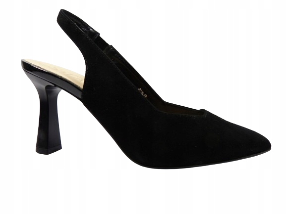 černé semišové kožené sandály lodičky podpatek sklenička bez paty Sala 37