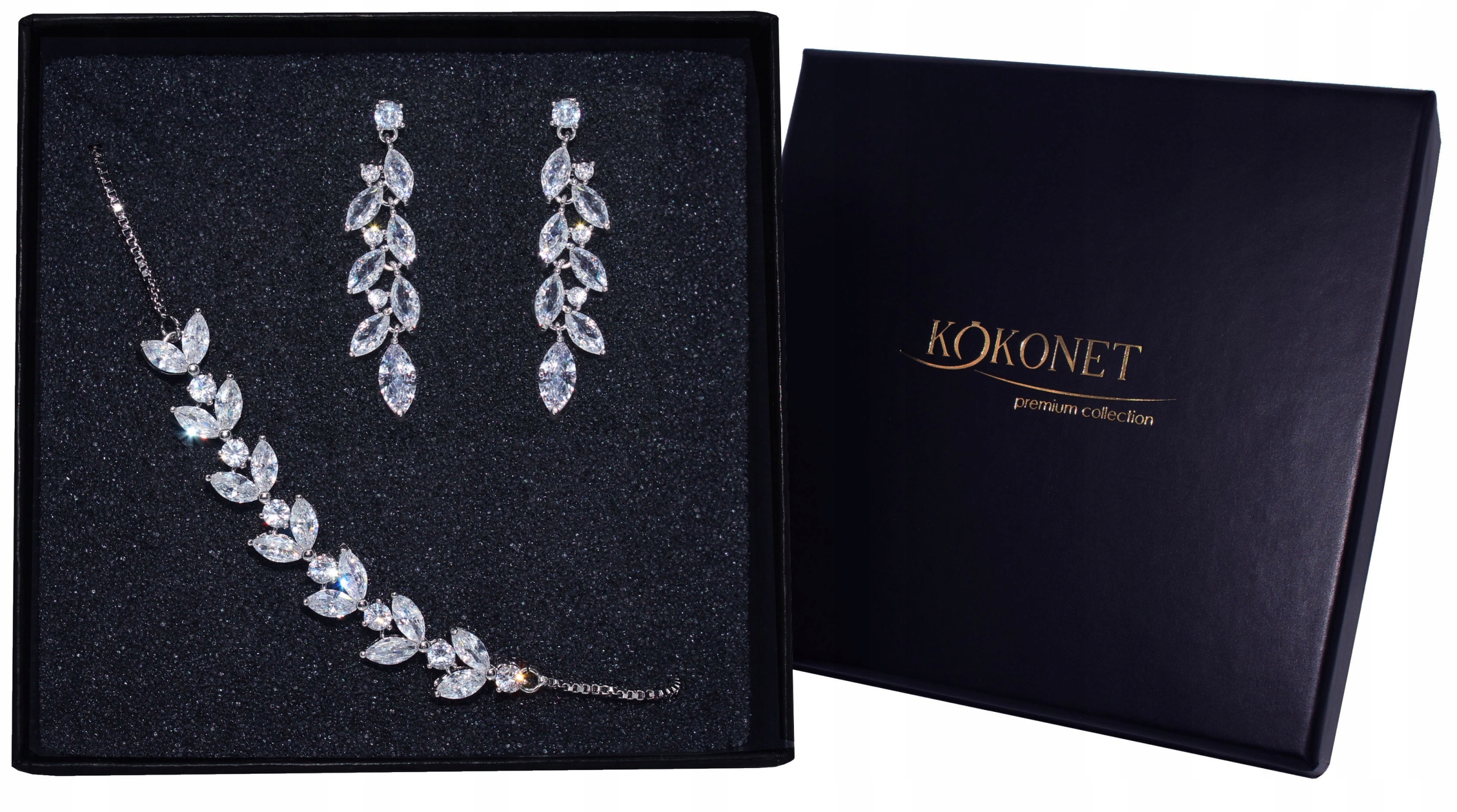 Stříbrný svatební komplet s náušnice a zirkony křišťály