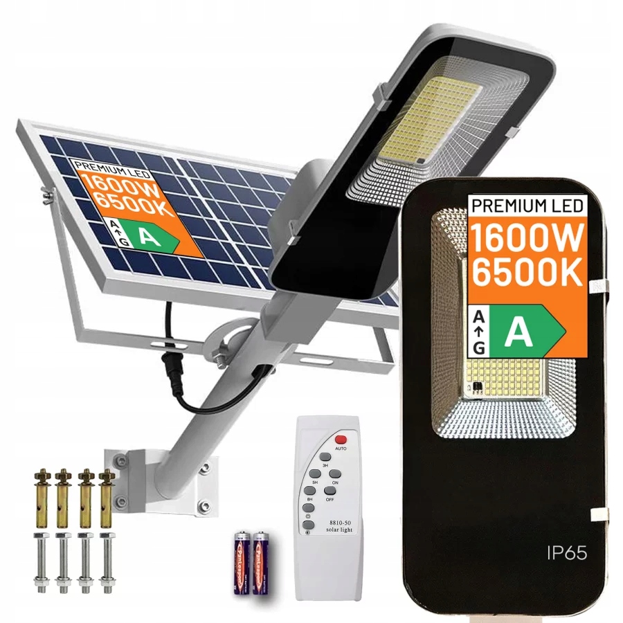 Latarnia Uliczna Lampa Solarna Led Ogrodowa Czujnik Zmierzchu 1600W Uchwyt