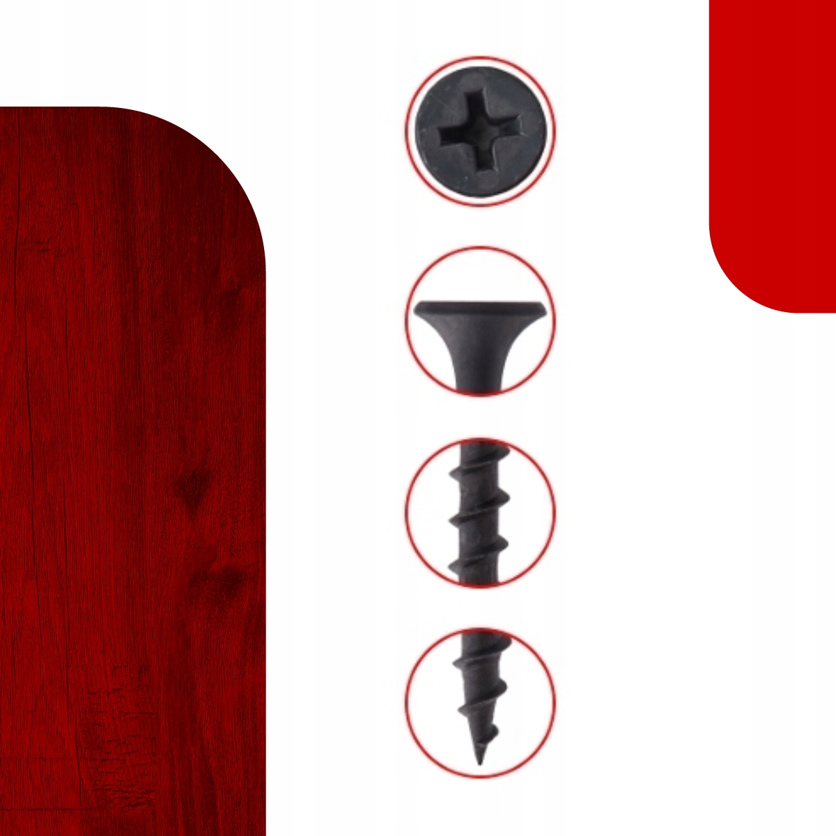 Wkręty fosfatowane czarne do drewna 4,2x70 - 1kg Marka Trójka