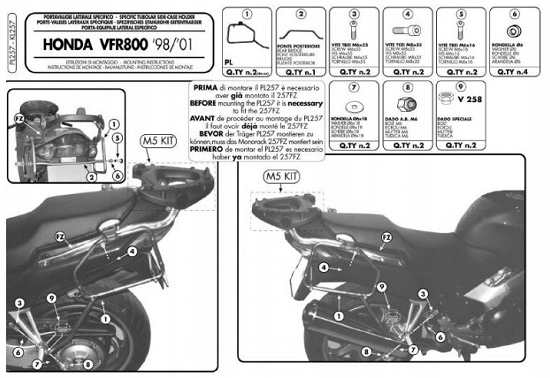 Kappa rám bočných kufrov Honda Vfr 800 KL257