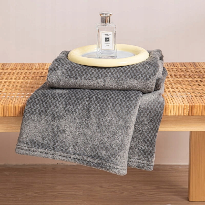 Miękki Koc Narzuta Pled na Łóżko 200 x 220 cm mikrofibra Grafit Willy Długość (cm) 220