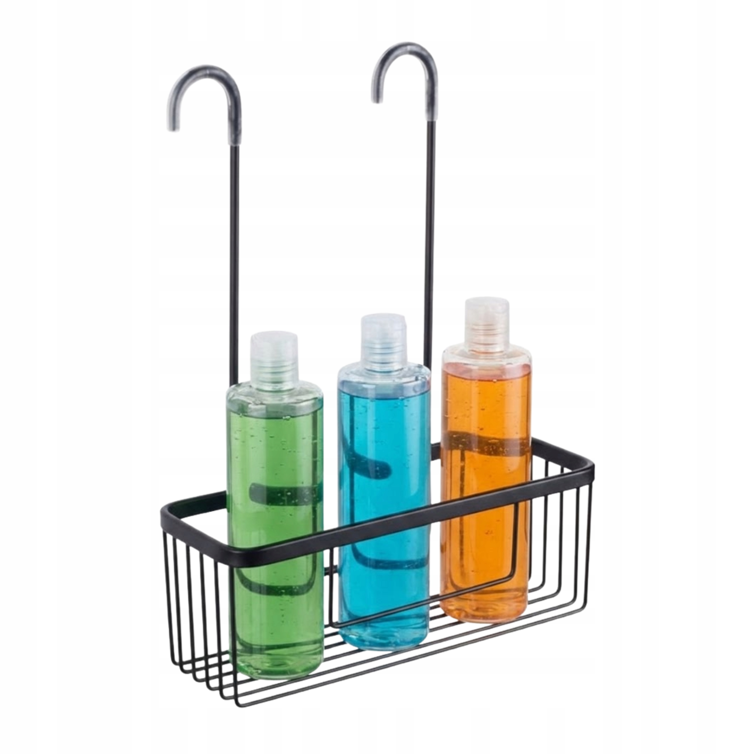 Závěsná koupelnová police pod sprchu na baterie Černá Nerezová Ocel