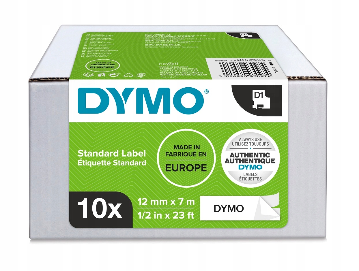 Originálna páska Dymo D1 45013 samolepiaca 12 mm x 7 m biela čierna 10ks