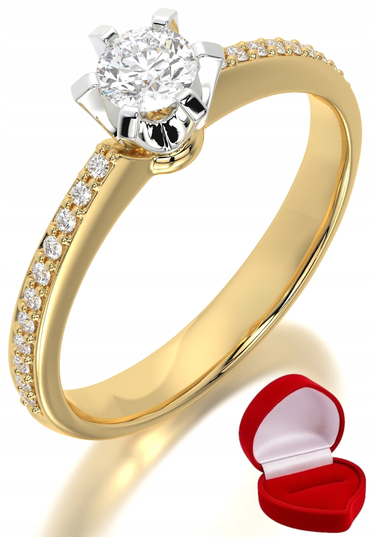 Zlatý Prstýnek 585 14k Diamant Lab Brylant 0,19 ct R7