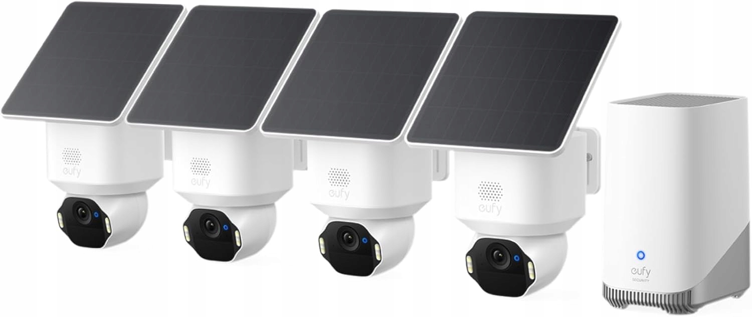 4x Kamera Zewnętrzna Monitoring Solarne 4K Ai Obrotowa 360 eufy SoloCam E42