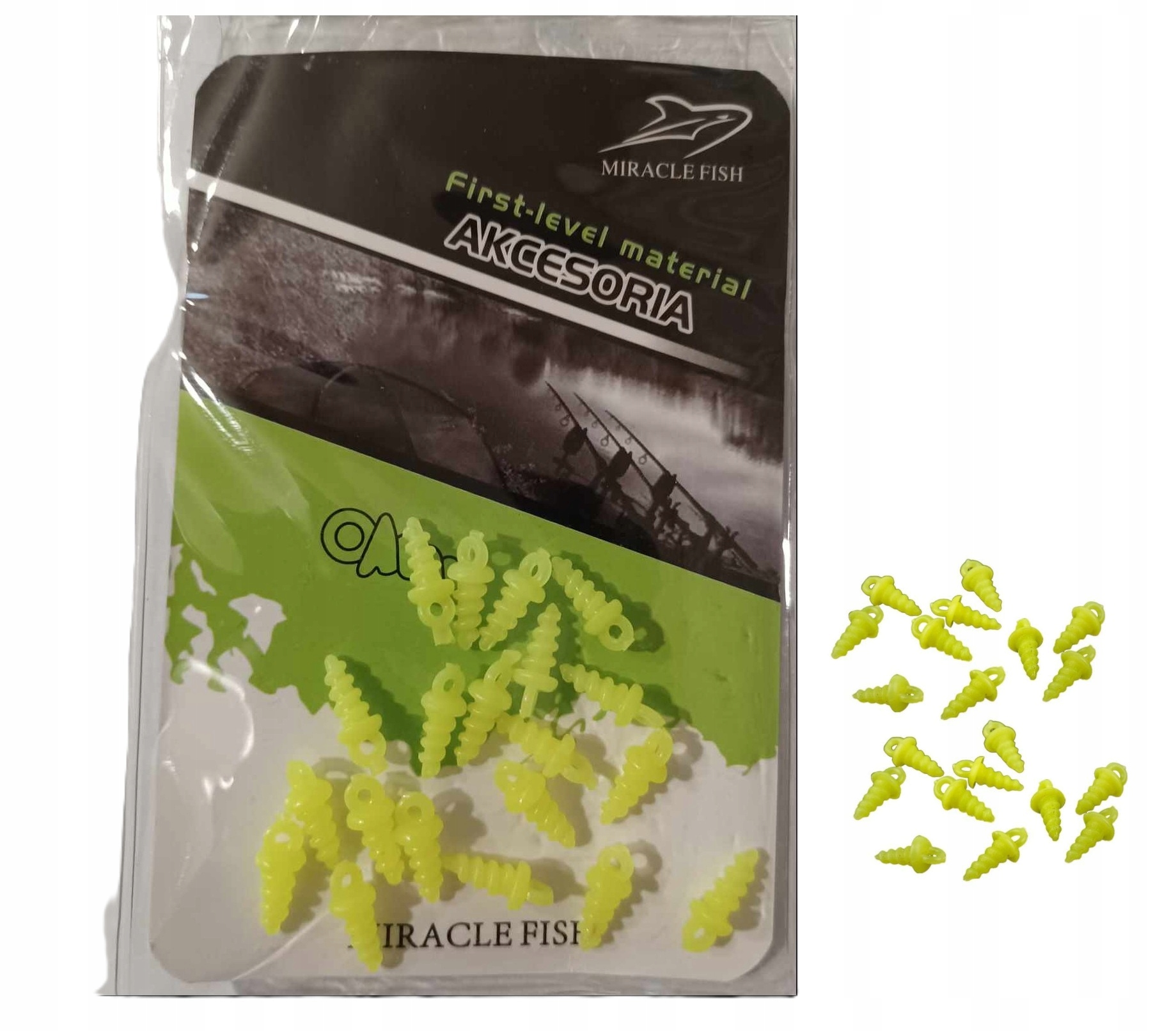 Wkrety Do Przynęt Kulek proteinowych Fluo Żółte 20szt Miracle Fish