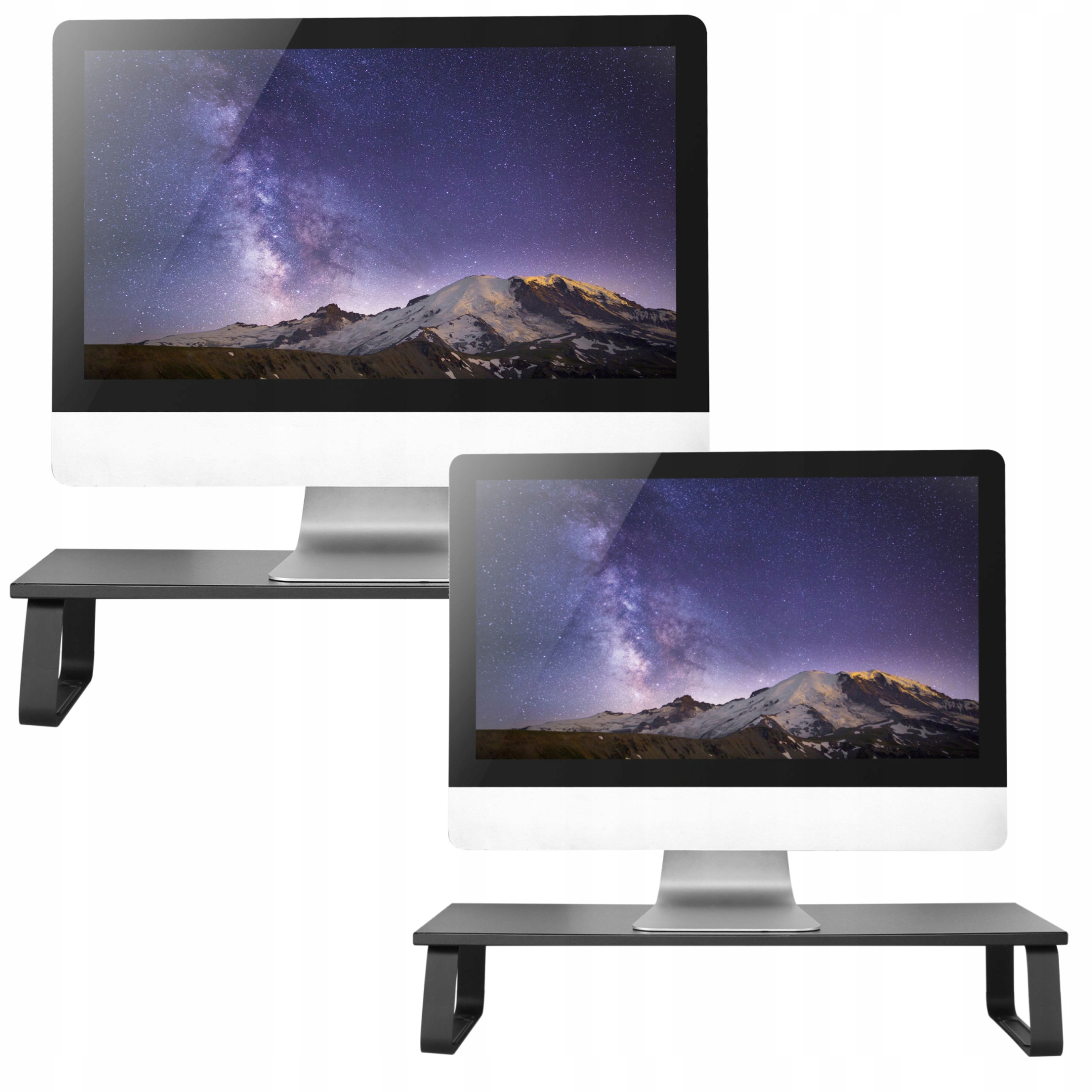 Stolik Ergonomiczny 2 Sztuki Podstawka Półka Pod Monitor Laptop Czarna