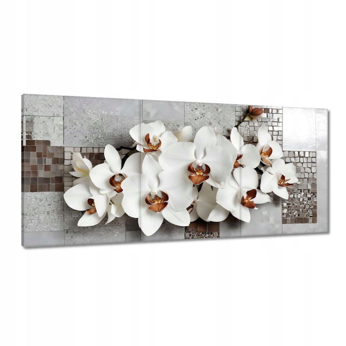 Obrazy 210x100 Biele orchidey a mozaika