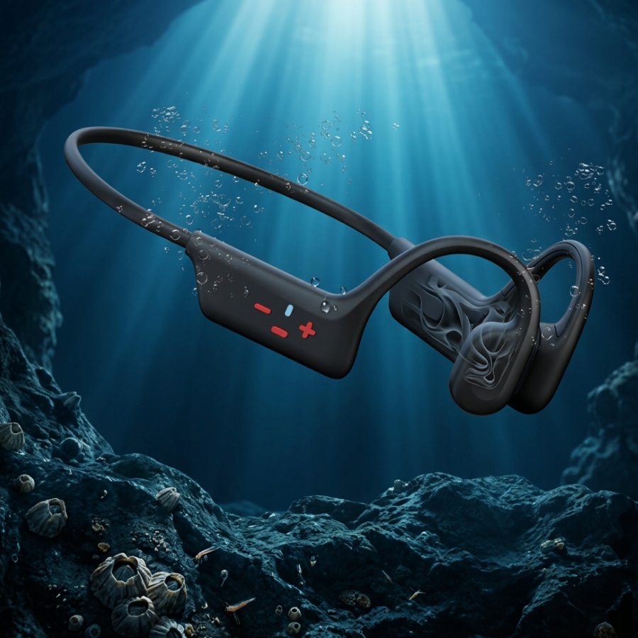 Kostní sluchátka bezdrátová voděodolná paměť 32GB reálné kostní MP3