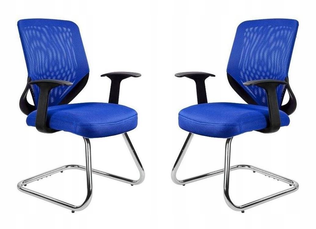 Krzesło Konferencyjne z Płozami w Kolorze Niebieskim Fotel Siatkowy Tkanina