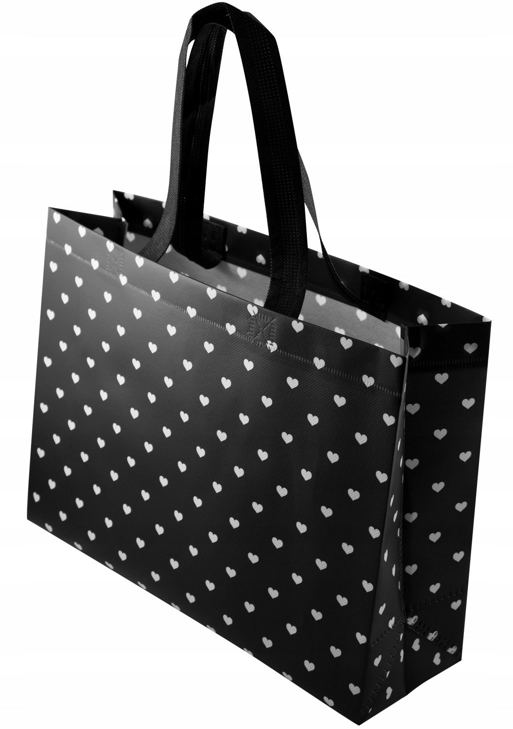 

Torba Na Zakupy ultra czarna serca 34x10x25cm 8L