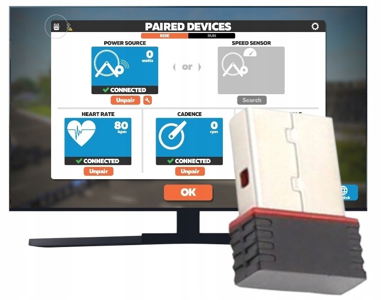 

Antena Usb Ant+ Bkool Elite Wahoo Tacx Zwift Ant