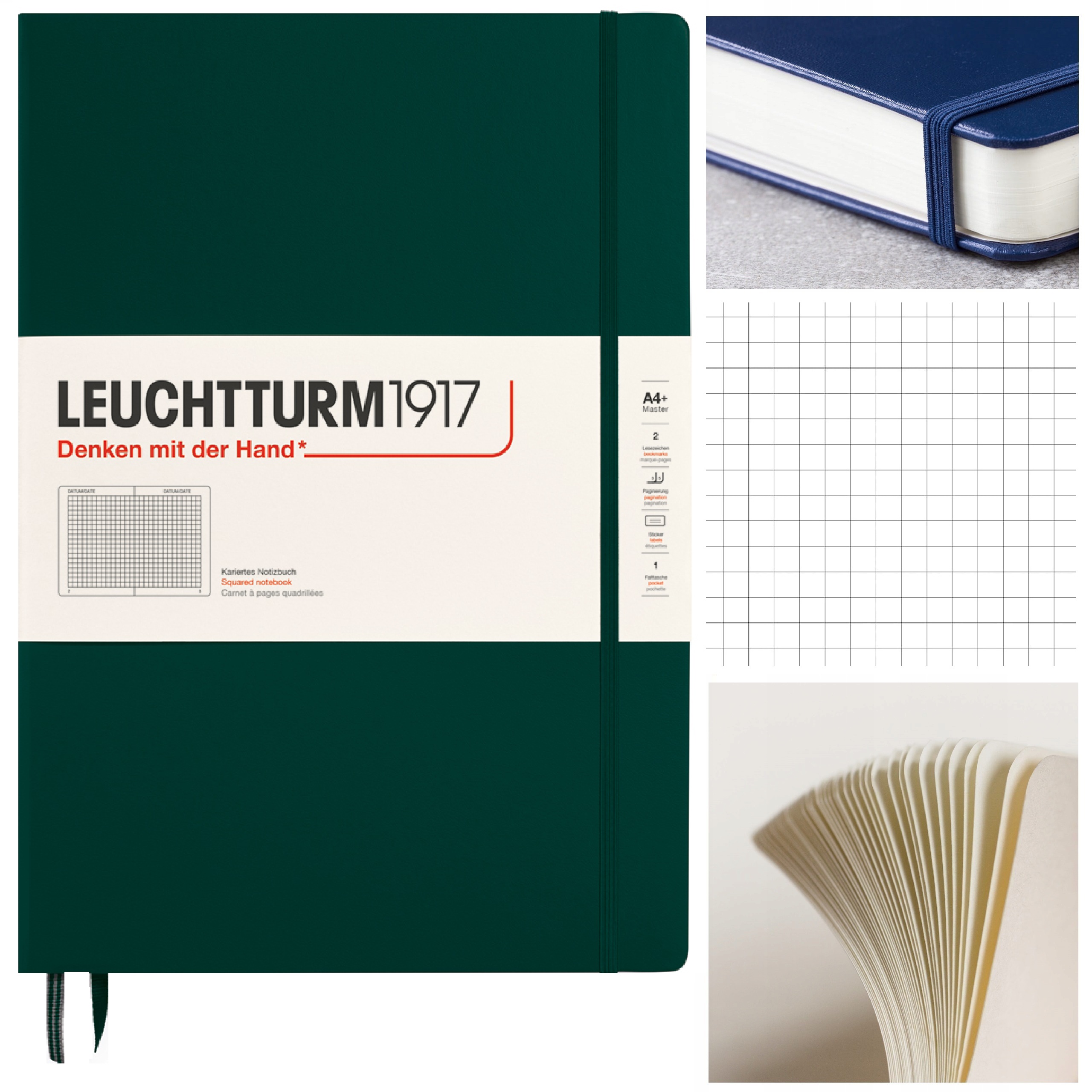 LEUCHTTURM1917 Notatnik Notes Classic A4+ Kratka brulion w kratkę Forest