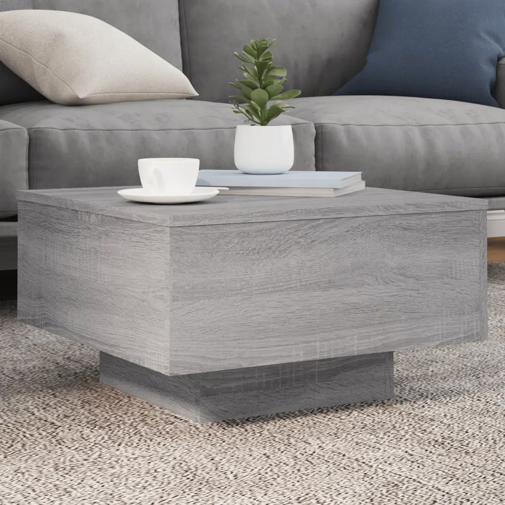 Konferenční stolek s Led osvětlením šedý sonoma 55 x 55 x 31 cm Šedá 836579