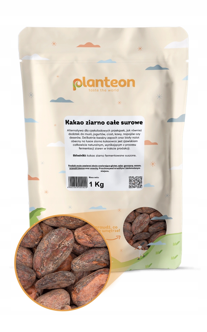 Kakao celozrnné surové 1 kg kakaové boby kakaové boby přírodní